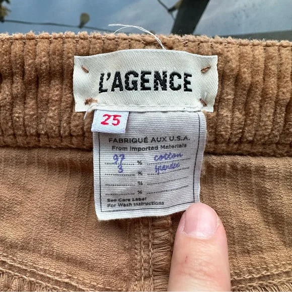 SOLD🤎L'AGENCE Oriana Corduroy High Rise Straight Leg Jean Pants in Tan - Size 25 - Picture 4 of 16